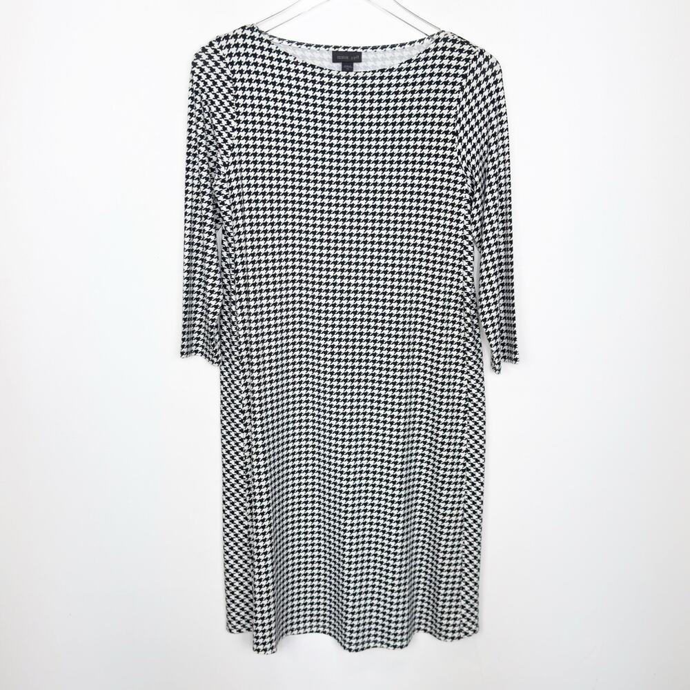 NWT J. Jill Wearever Bi-Color Houndstooth A-Line Dress XS